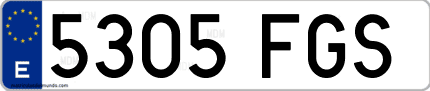 Ejemplo de matrícula de coche ordinaria 5305 FGS