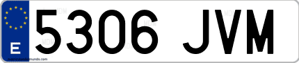 Ejemplo de matrícula de coche ordinaria 5306 JVM