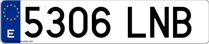 Ejemplo de matrícula española 5306 LNB