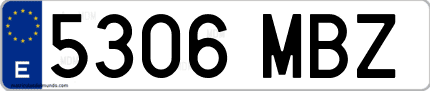 Ejemplo de matrícula de coche ordinaria 5306 MBZ