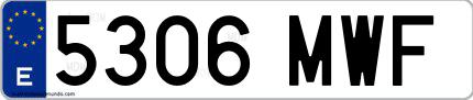 Ejemplo de matrícula española 5306 MWF
