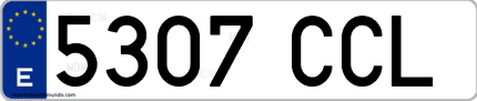 Ejemplo de matrícula de coche ordinaria 5307 CCL