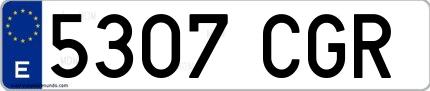 Ejemplo de matrícula española 5307 CGR