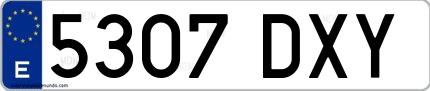 Ejemplo de matrícula española 5307 DXY