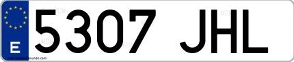Ejemplo de matrícula española 5307 JHL