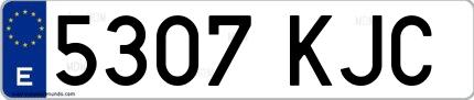 Ejemplo de matrícula española 5307 KJC