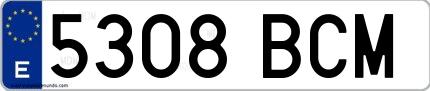 Ejemplo de matrícula española 5308 BCM