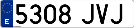 Ejemplo de matrícula de coche ordinaria 5308 JVJ