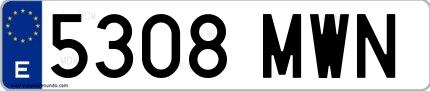 Ejemplo de matrícula española 5308 MWN