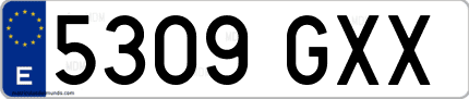 Ejemplo de matrícula de coche ordinaria 5309 GXX