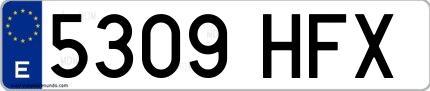 Ejemplo de matrícula española 5309 HFX