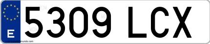 Ejemplo de matrícula española 5309 LCX