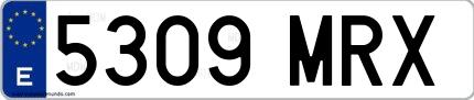 Ejemplo de matrícula española 5309 MRX