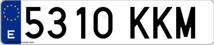 Ejemplo de matrícula de coche ordinaria 5310 KKM