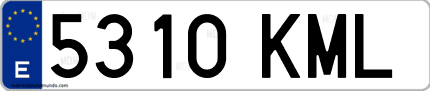 Ejemplo de matrícula de coche ordinaria 5310 KML