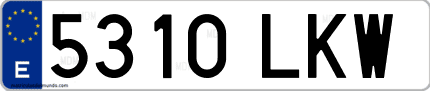 Ejemplo de matrícula de coche ordinaria 5310 LKW