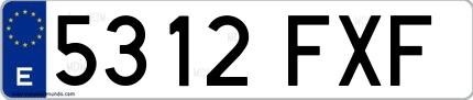 Ejemplo de matrícula española 5312 FXF