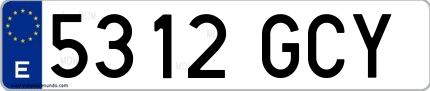 Ejemplo de matrícula española 5312 GCY