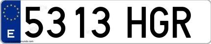 Ejemplo de matrícula española 5313 HGR