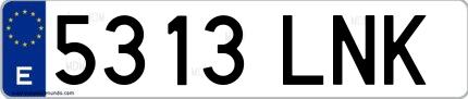 Ejemplo de matrícula española 5313 LNK