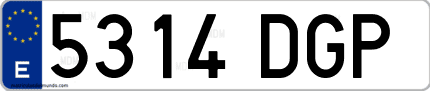 Ejemplo de matrícula de coche ordinaria 5314 DGP