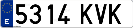Ejemplo de matrícula de coche ordinaria 5314 KVK
