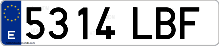 Ejemplo de matrícula de coche ordinaria 5314 LBF