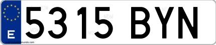 Ejemplo de matrícula española 5315 BYN