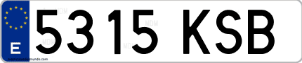 Ejemplo de matrícula de coche ordinaria 5315 KSB