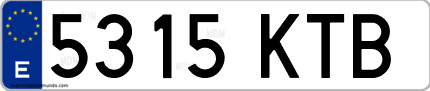 Ejemplo de matrícula de coche ordinaria 5315 KTB