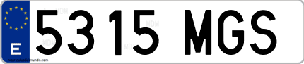 Ejemplo de matrícula de coche ordinaria 5315 MGS