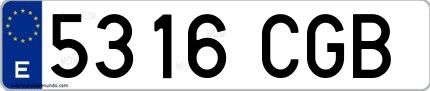 Ejemplo de matrícula española 5316 CGB