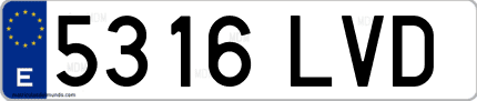 Ejemplo de matrícula de coche ordinaria 5316 LVD