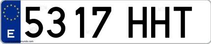 Ejemplo de matrícula española 5317 HHT