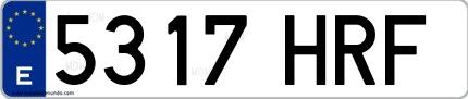Ejemplo de matrícula española 5317 HRF