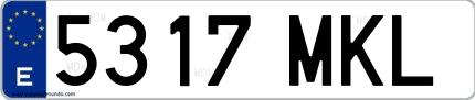 Ejemplo de matrícula española 5317 MKL