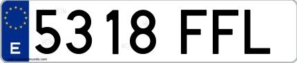 Ejemplo de matrícula española 5318 FFL