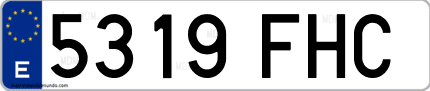 Ejemplo de matrícula de coche ordinaria 5319 FHC