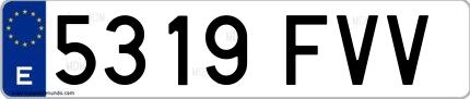 Ejemplo de matrícula española 5319 FVV