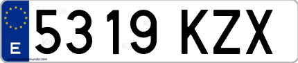 Ejemplo de matrícula de coche ordinaria 5319 KZX