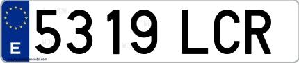 Ejemplo de matrícula española 5319 LCR
