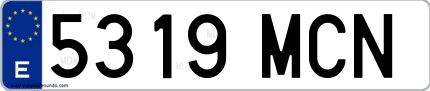 Ejemplo de matrícula española 5319 MCN