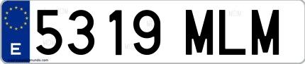 Ejemplo de matrícula española 5319 MLM