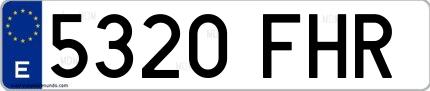 Ejemplo de matrícula española 5320 FHR
