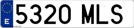 Ejemplo de matrícula española 5320 MLS