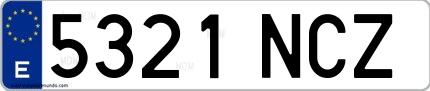 Ejemplo de matrícula española 5321 NCZ