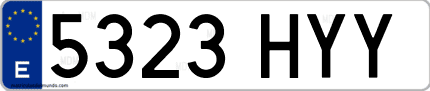 Ejemplo de matrícula de coche ordinaria 5323 HYY