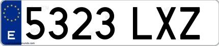 Ejemplo de matrícula española 5323 LXZ
