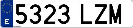 Ejemplo de matrícula española 5323 LZM