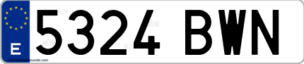 Ejemplo de matrícula de coche ordinaria 5324 BWN